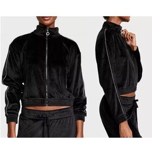 New! Victoria's Secret Velour Black Diamante Full-Zip Track Jacket 20617